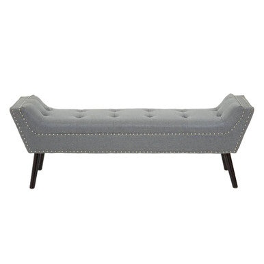 Alea Grey Fabric Button Tufted Bench