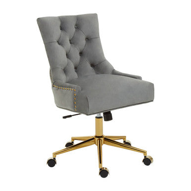 Anita Grey Velvet Home Office Chair