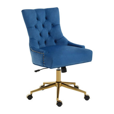 Anita Blue Velvet Home Office Chair