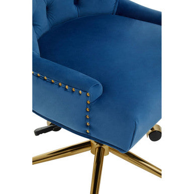 Anita Blue Velvet Home Office Chair