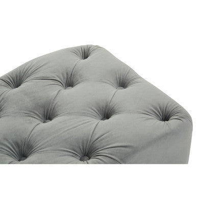 Alea Grey Velvet Button Tufted Bench