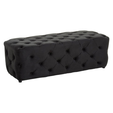 Alea Black Velvet Button Tufted Bench