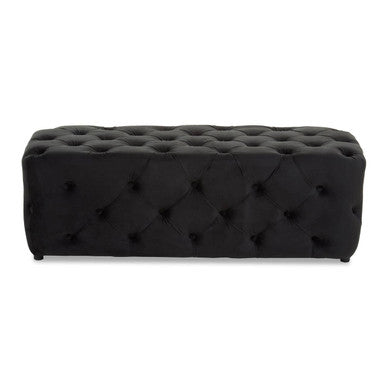 Alea Black Velvet Button Tufted Bench