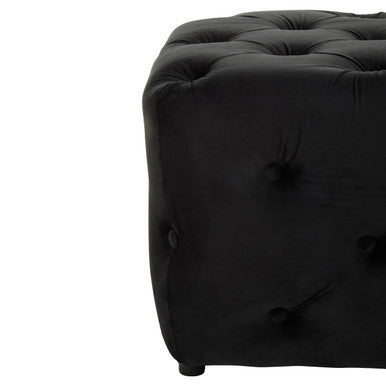 Alea Black Velvet Button Tufted Bench