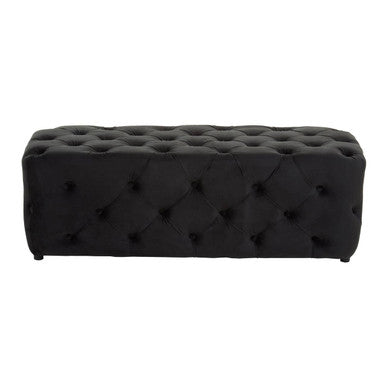 Alea Black Velvet Button Tufted Bench