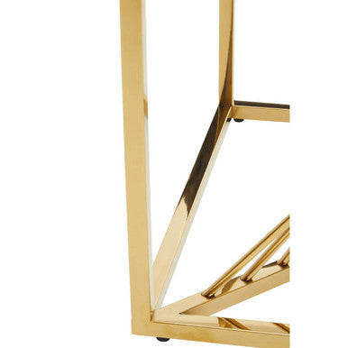 Amella Clear Glass Side Table with Gold Finish Frame