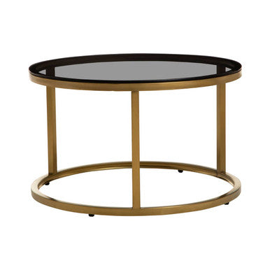 Alana Black Glass and Brushed Gold Finish Set of 2 Nesting Coffee Tables