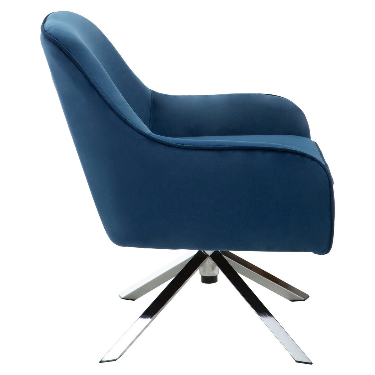 Avery Midnight Blue Velvet Swivel Chair with Chrome Finish Base