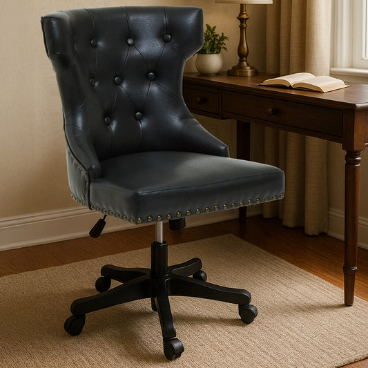 Walson Black Leather Effect Wingback Home Office Chair