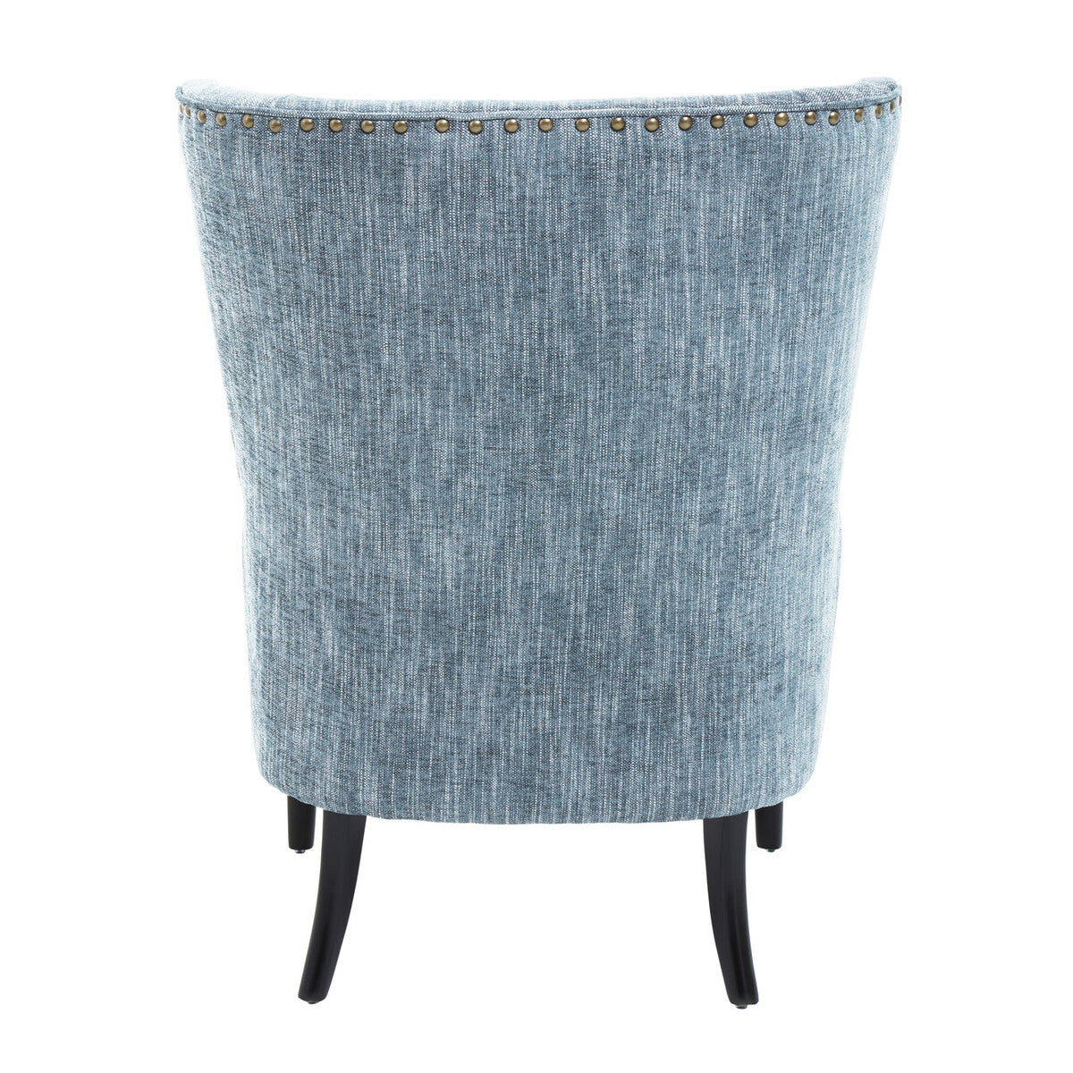 Welham Blue Fabric Wingback Lounge Chair with Wooden Legs