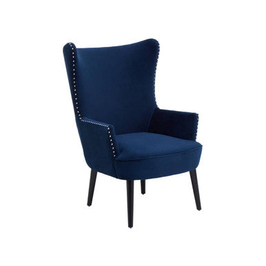 Wexley Blue Velvet Wingback Lounge Chair