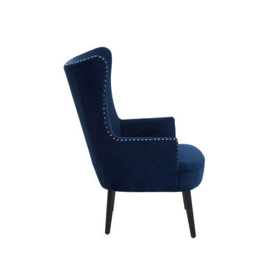 Wexley Blue Velvet Wingback Lounge Chair