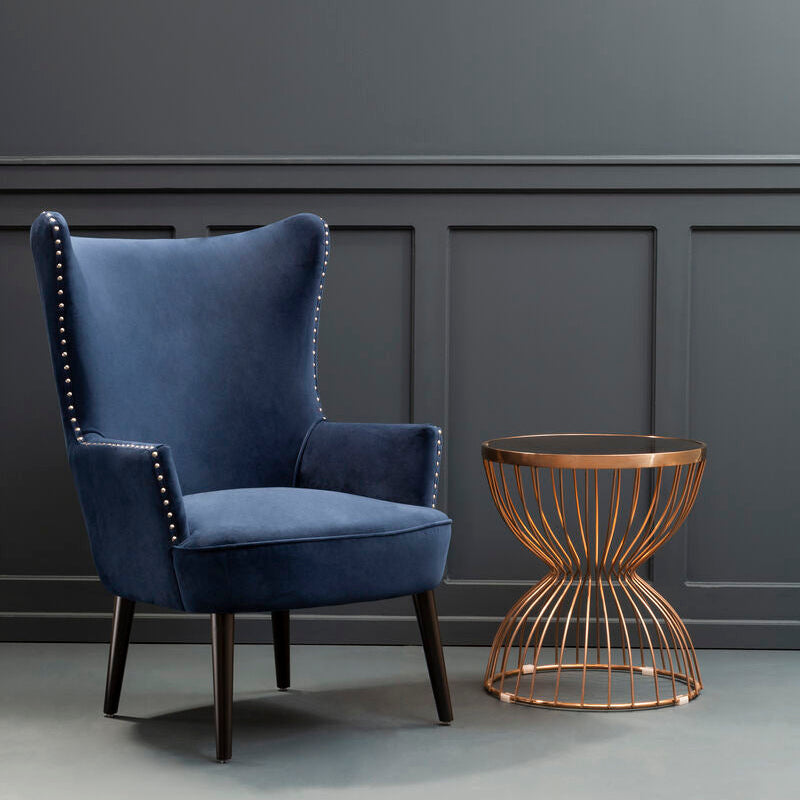 Wexley Blue Velvet Wingback Lounge Chair