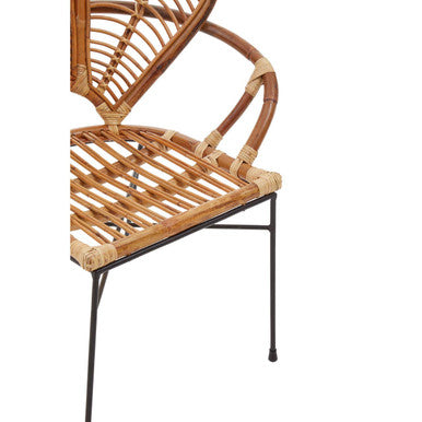 Manado Natural Rattan Armchair with Scalloped Back