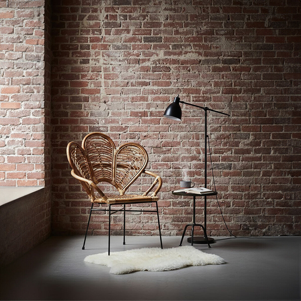 Manado Natural Rattan Armchair with Scalloped Back