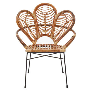Manado Natural Rattan Armchair with Scalloped Back