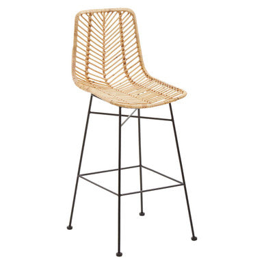 Manado Natural Rattan Bar Chair with Black Finish Legs