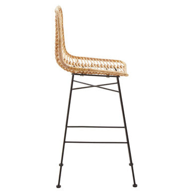 Manado Natural Rattan Bar Chair with Black Finish Legs