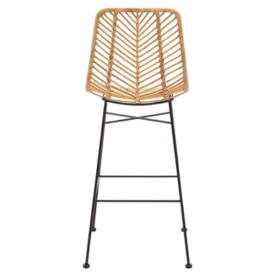 Manado Natural Rattan Bar Chair with Black Finish Legs
