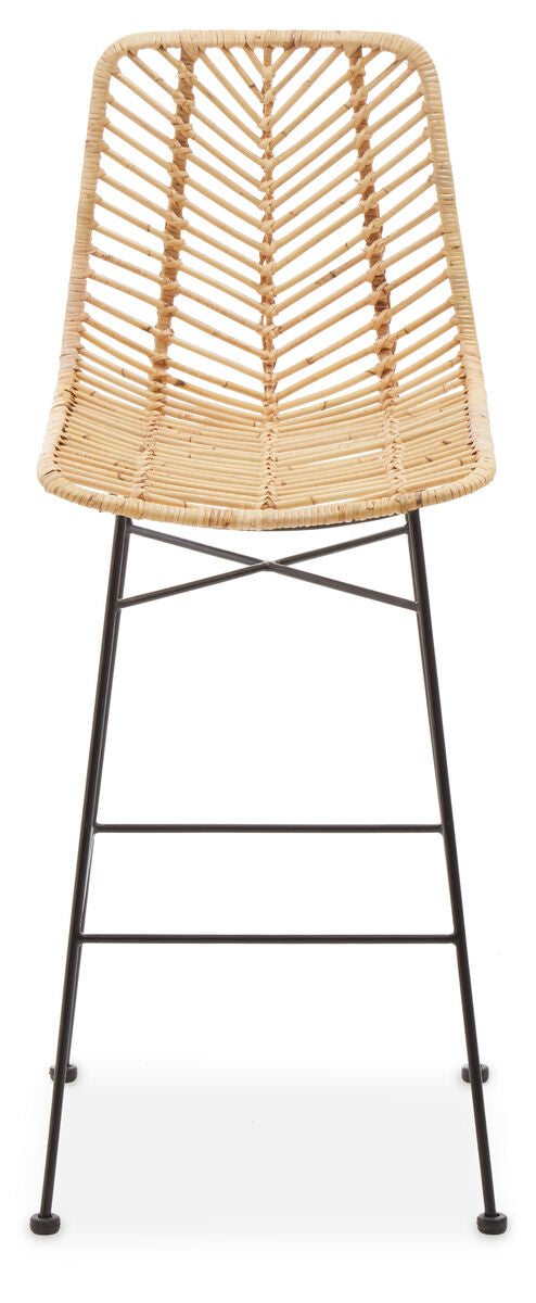 Manado Natural Rattan Bar Chair with Black Finish Legs