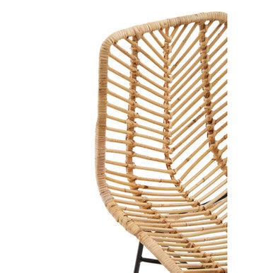 Manado Natural Rattan Bar Chair with Black Finish Legs