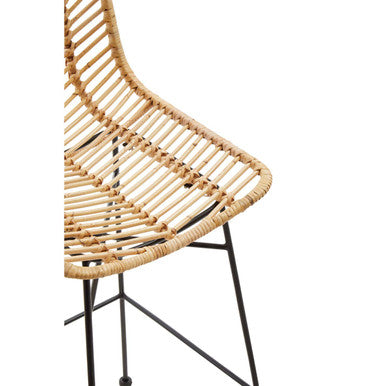Manado Natural Rattan Bar Chair with Black Finish Legs