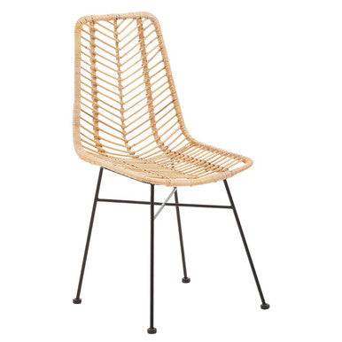 Manado Jawit Natural Rattan Dining Chair with Black Finish Legs
