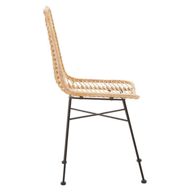 Manado Jawit Natural Rattan Dining Chair with Black Finish Legs