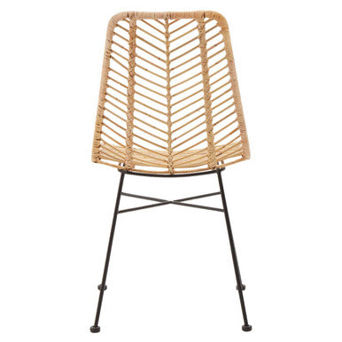 Manado Jawit Natural Rattan Dining Chair with Black Finish Legs