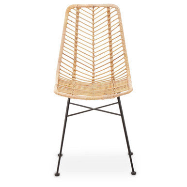 Manado Jawit Natural Rattan Dining Chair with Black Finish Legs