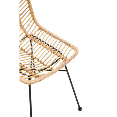 Manado Jawit Natural Rattan Dining Chair with Black Finish Legs