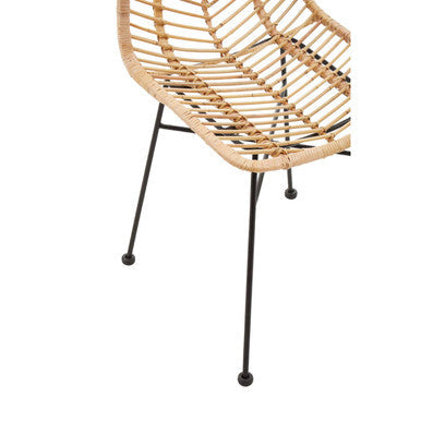 Manado Jawit Natural Rattan Dining Chair with Black Finish Legs