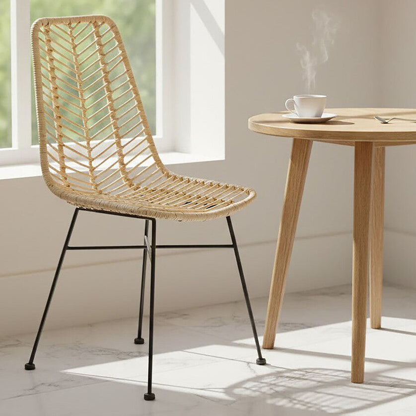 Manado Jawit Natural Rattan Dining Chair with Black Finish Legs