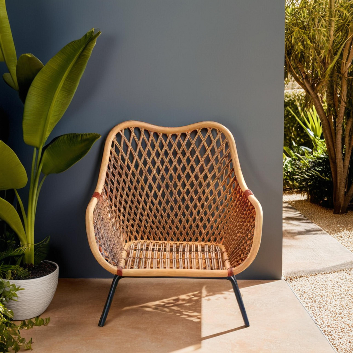 Manado Natural Rattan Chair with Black Finish Legs