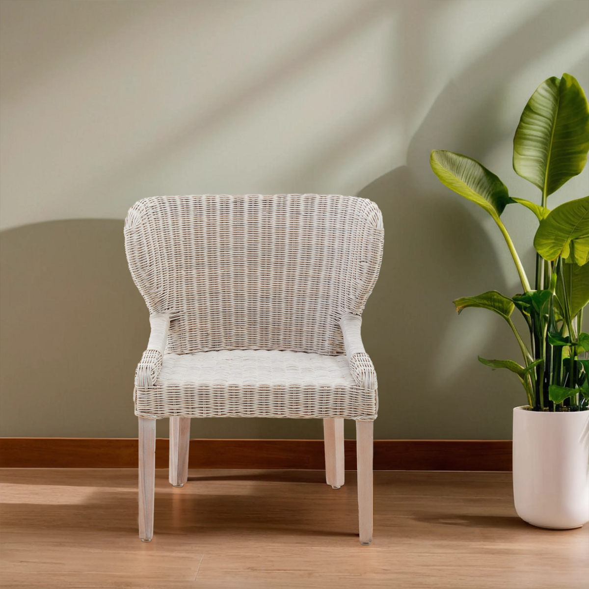 Manado White Wash Rattan Chair