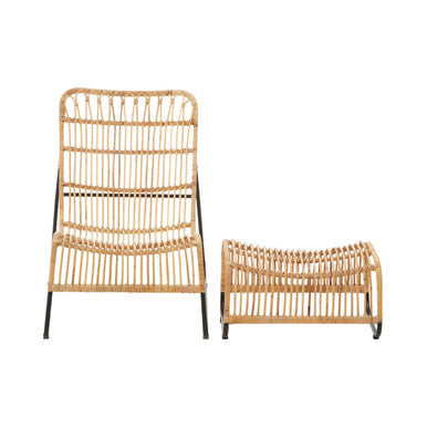 Manado Natural Rattan Chair and Footstool Set