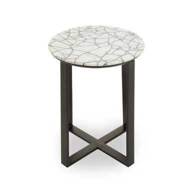 Marmara White Marble Round Side Table