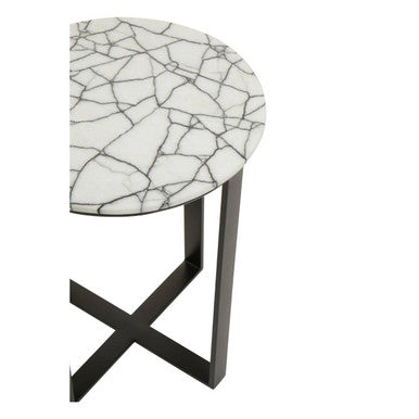 Marmara White Marble Round Side Table