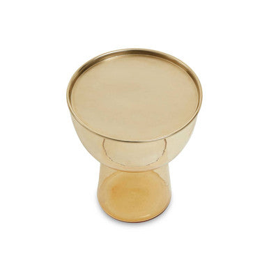 Martini Amber Glass Side Table with Gold Finish Rim