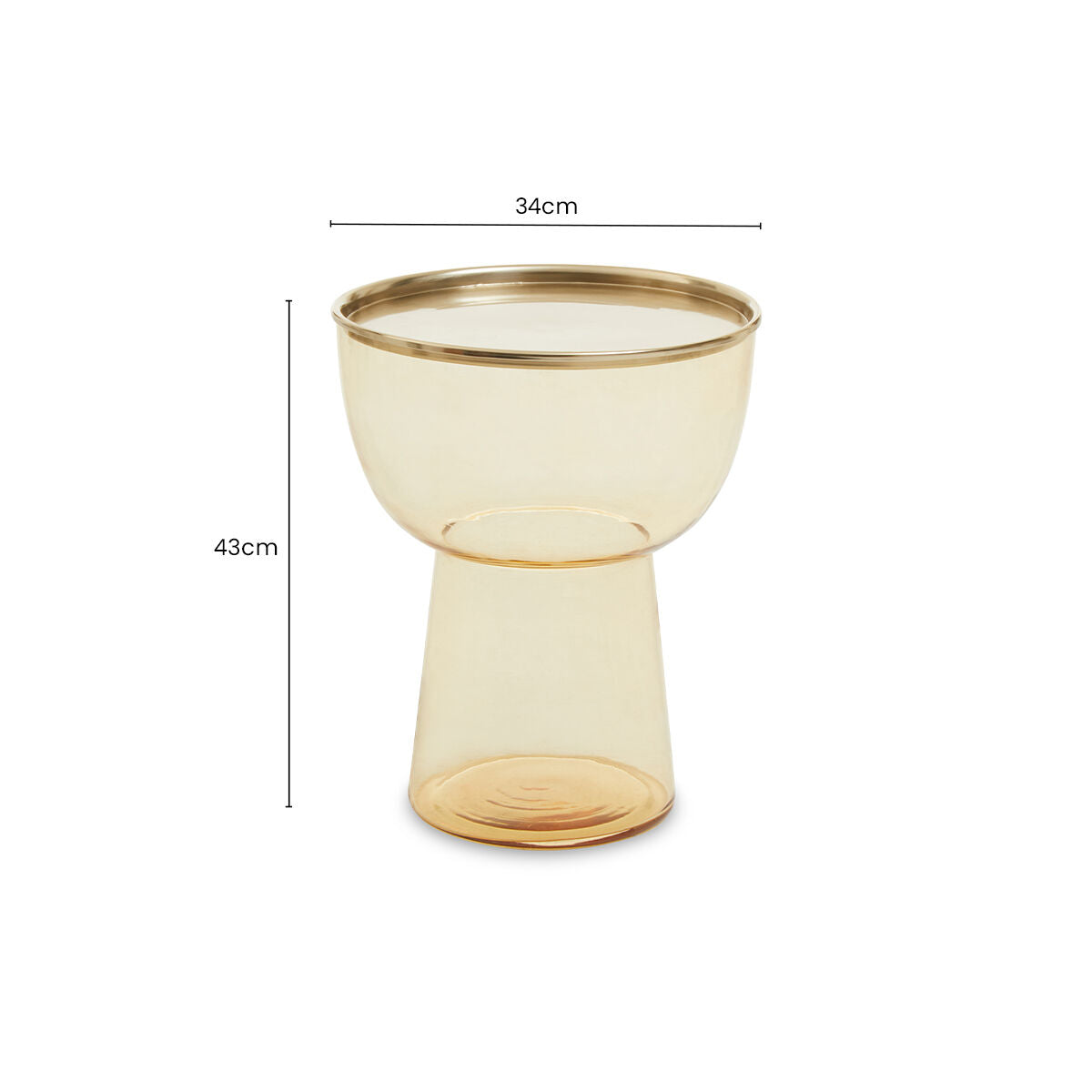 Martini Amber Glass Side Table with Gold Finish Rim