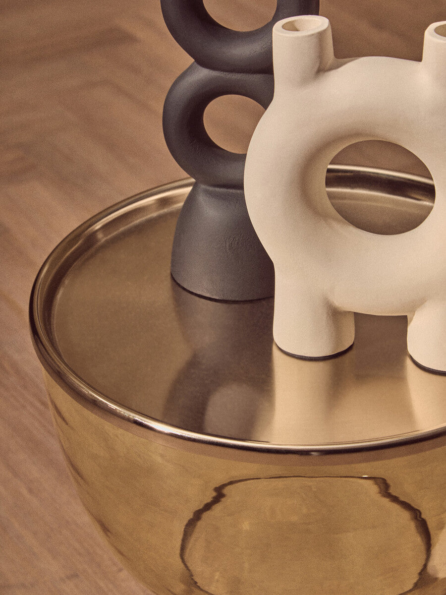 Martini Amber Glass Side Table with Gold Finish Rim