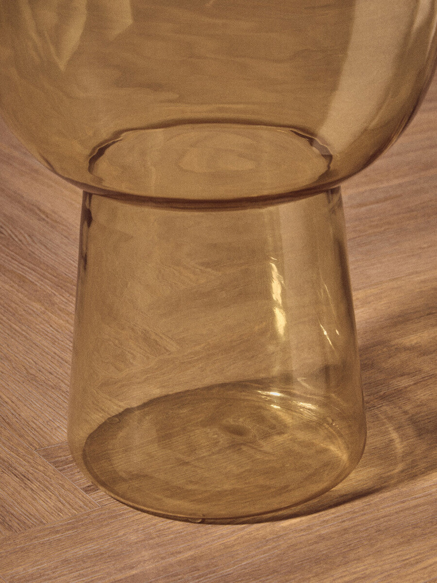 Martini Amber Glass Side Table with Gold Finish Rim