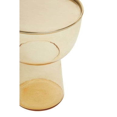 Martini Amber Glass Side Table with Gold Finish Rim