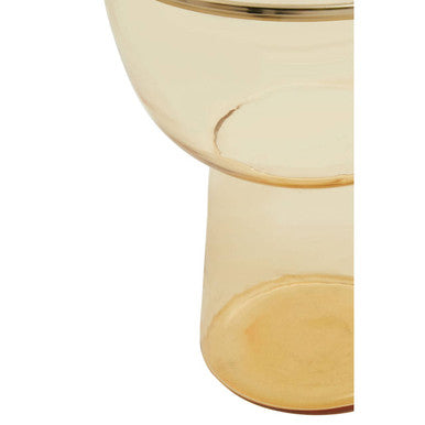 Martini Amber Glass Side Table with Gold Finish Rim