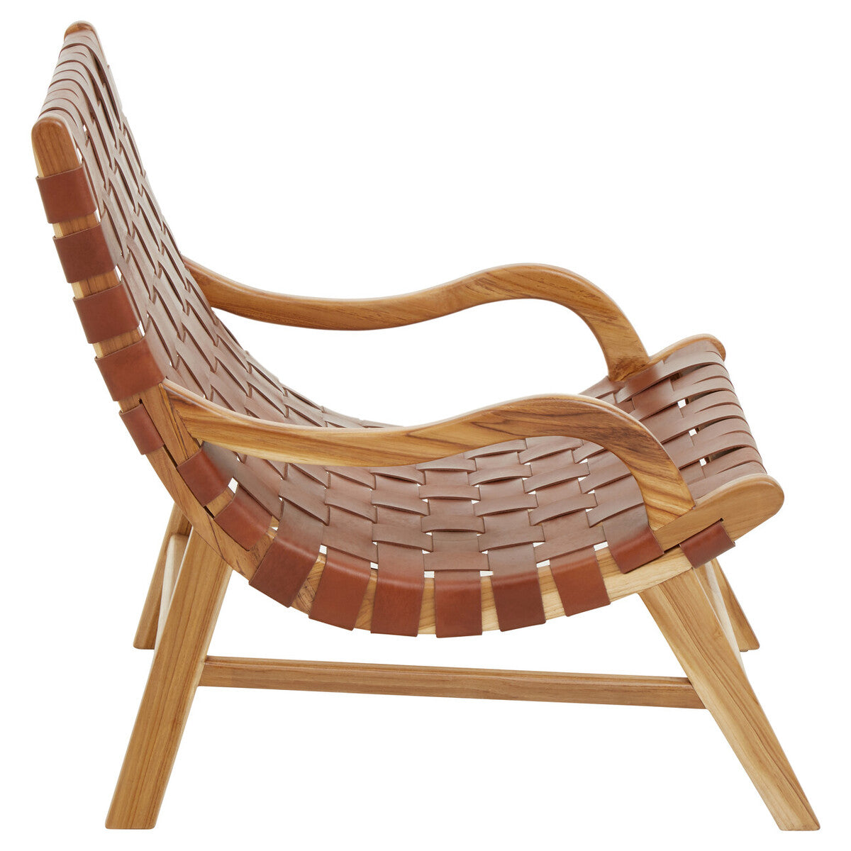 Kendari Brown Woven Leather and Teak Wood Chair