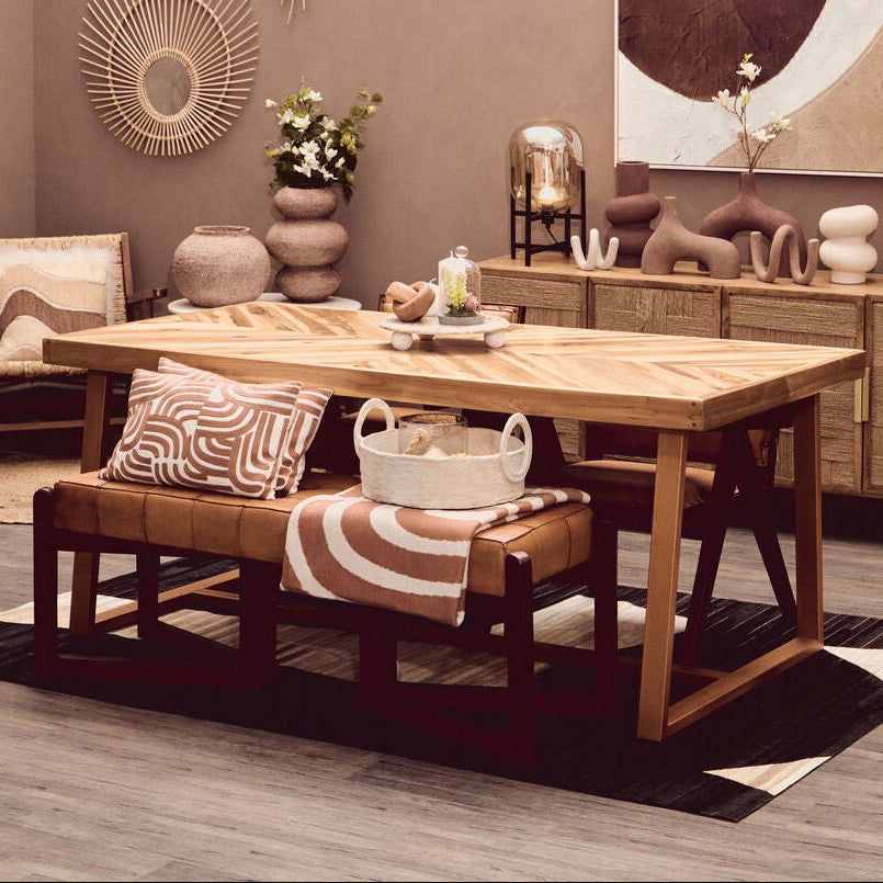 Kendari Natural Teak Wood Rectangular Dining Table