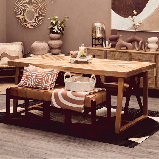 Natural Teak Wood Rectangular Dining Table