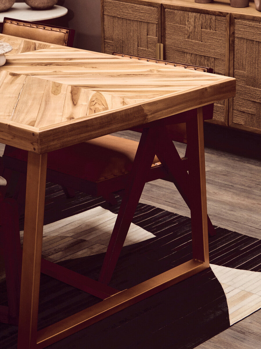 Kendari Natural Teak Wood Rectangular Dining Table