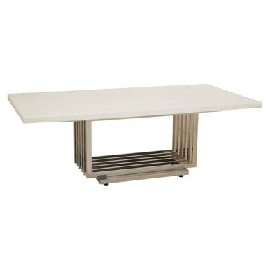 Moda Ivory Marble Effect Coffee Table with Silver Finish Base