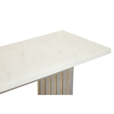 Moda White Marble Effect Console Table with Silver Finish Base